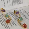 Vine Stone - Multi colour earrings (Set of 2) -