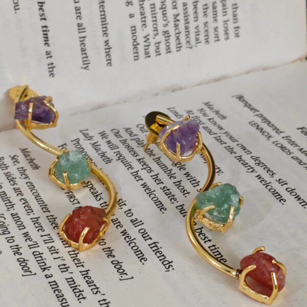 Vine Stone - Multi colour earrings (Set of 2) -