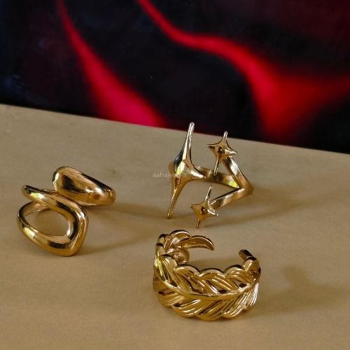 Anti Tarnish Adjustable Rings Combo (Pack of 3)